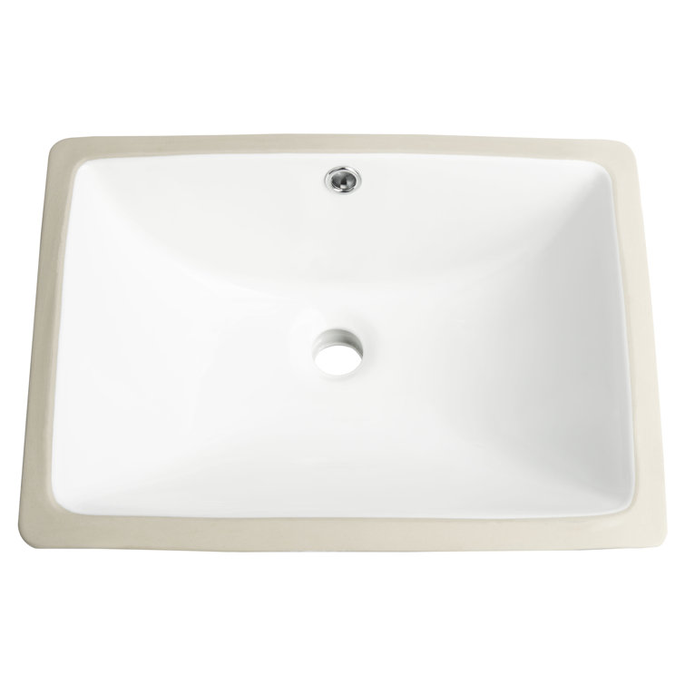 Seaton 14'' White Ceramic Rectangular Undermount Bathroom Sink