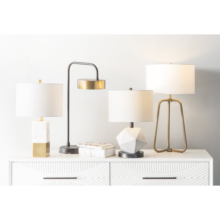 Marduk 25.5" White Linen Shade Tripod Table Lamp