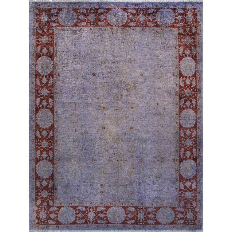 Lahore Essence Hand-Knotted Red Wool Rectangular Area Rug