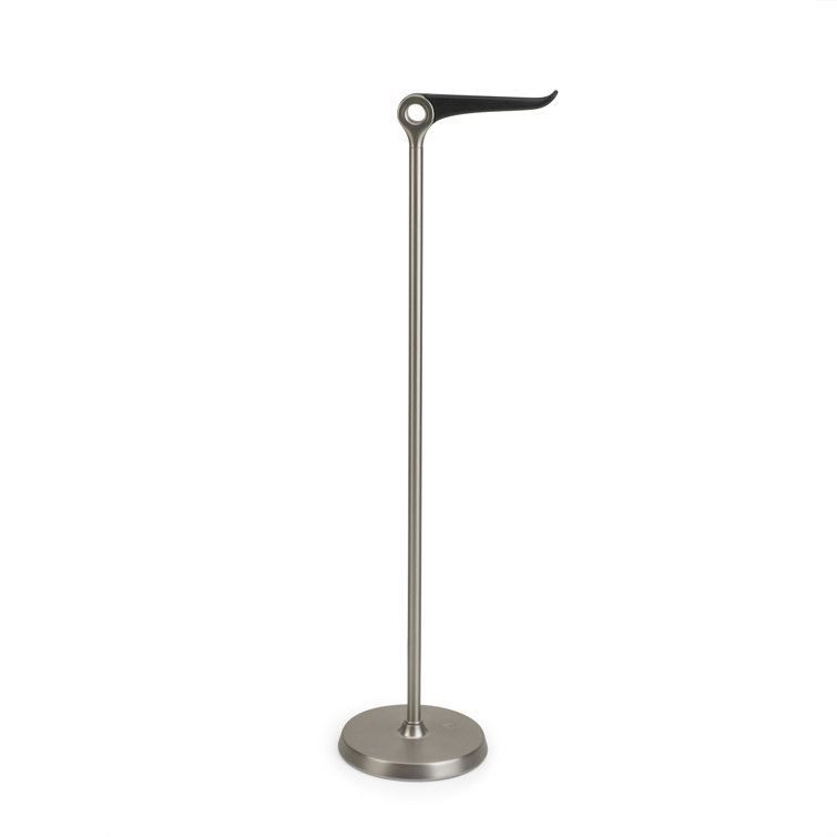 Gray Steel Freestanding Toilet Paper Holder with Reserve