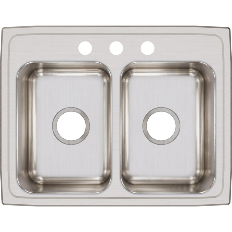 Lustertone Stainless Steel Double Basin Drop-In Kitchen Sink