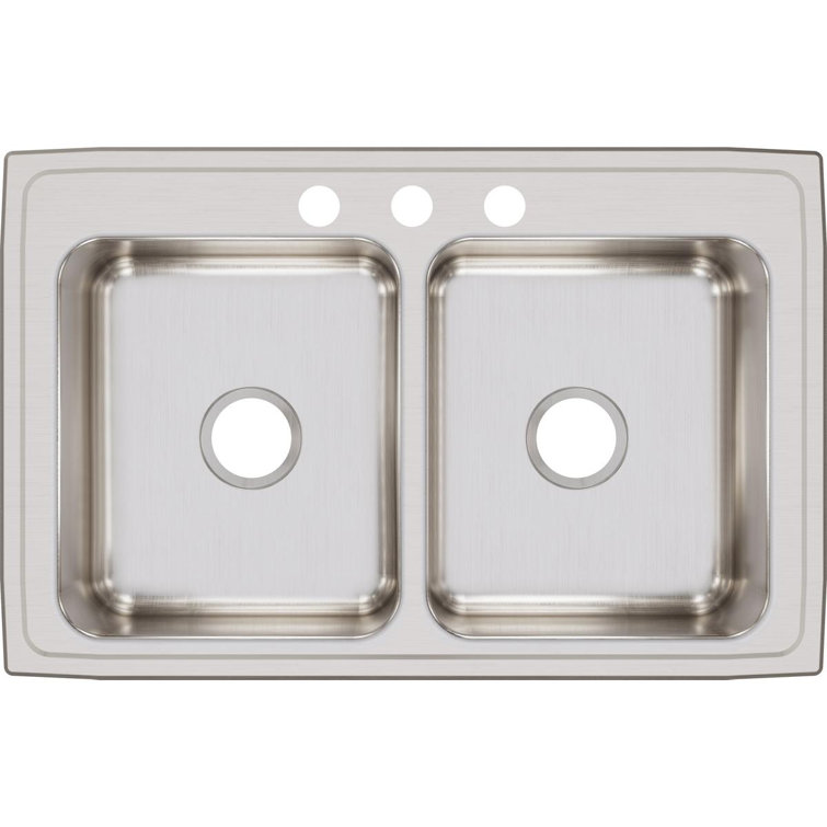 Lustertone 33" Stainless Steel Double Basin Drop-In Sink