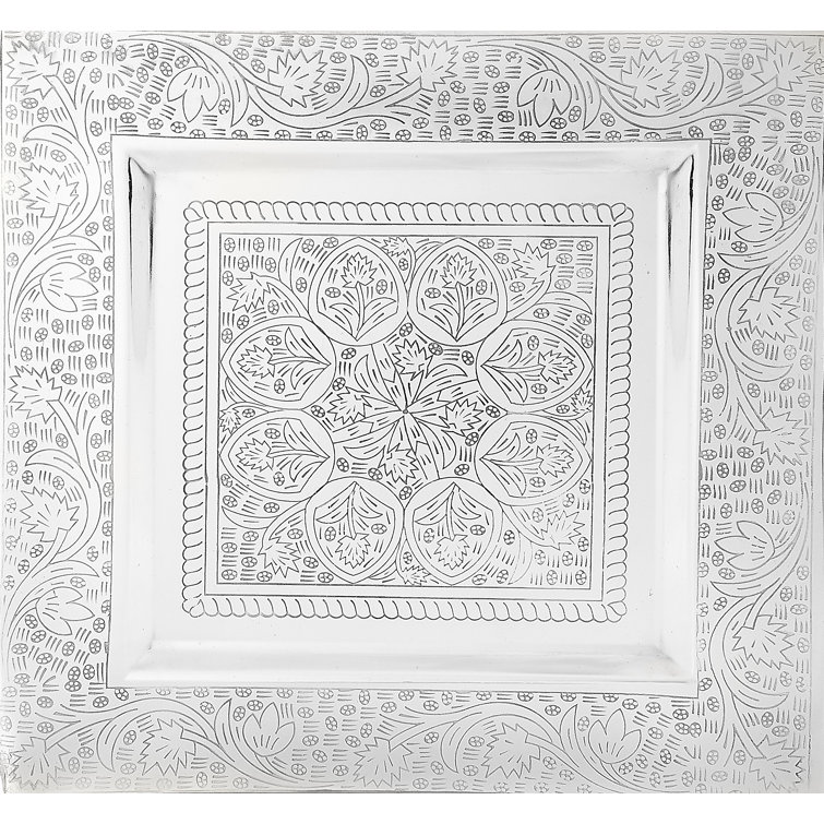Petite Silver Aluminum Moroccan Tray Side Table