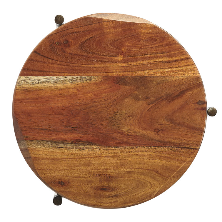 Round 12" Brisbane Wood & Metal End Table