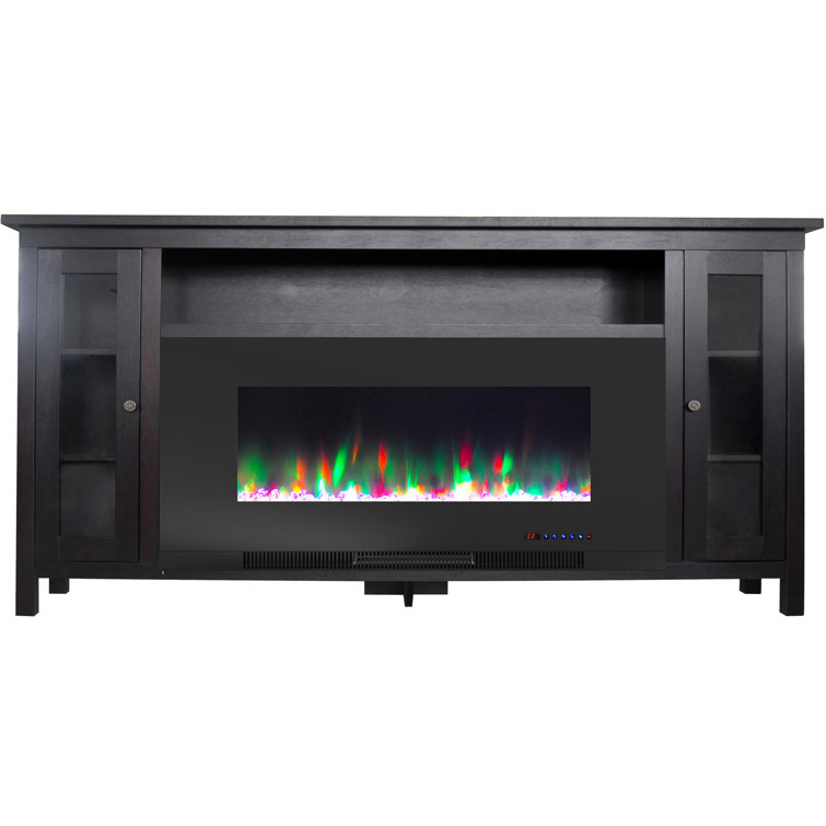 Somerset 70" Dark Coffee Black Electric Fireplace TV Stand