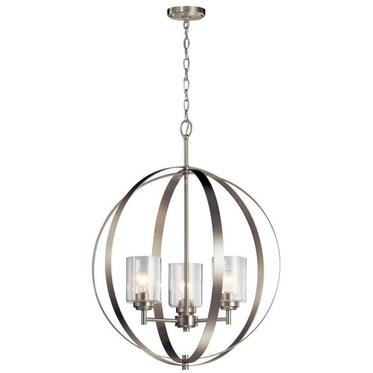 Modern Black Nickel Globe Chandelier with Clear Shades
