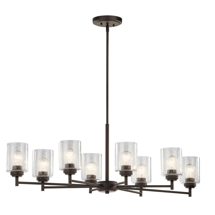 Winslow 8-Light Bronze Chandelier with Clear Seeded Glass Shades
