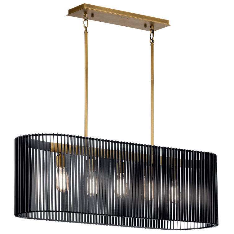 Linara 40" Matte Black and Brass Modern Linear Chandelier