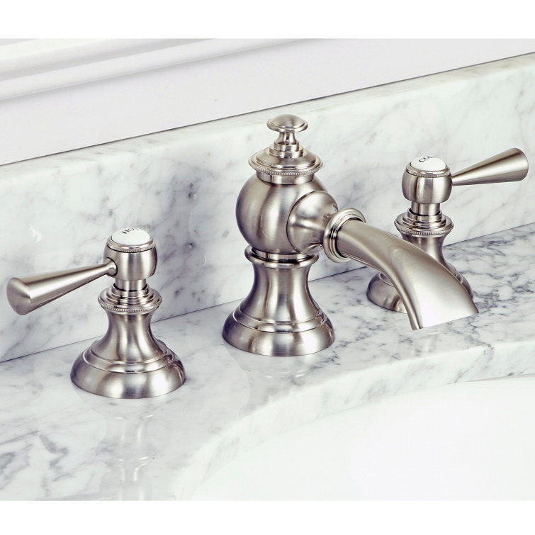 Brushed Nickel Widespread 2-Handle Bathroom Faucet with Pop-Up Drain
