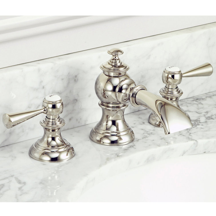 Elegant Polished Nickel Widespread Bathroom Faucet with Classic Design