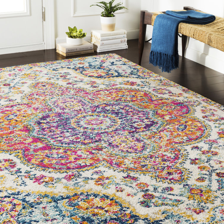 Adeliza Blue Synthetic 3'11" x 5'7" Stain-Resistant Rug
