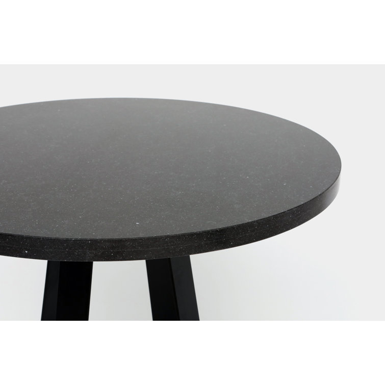 Belgium Black Round Stone Pedestal Dining Table