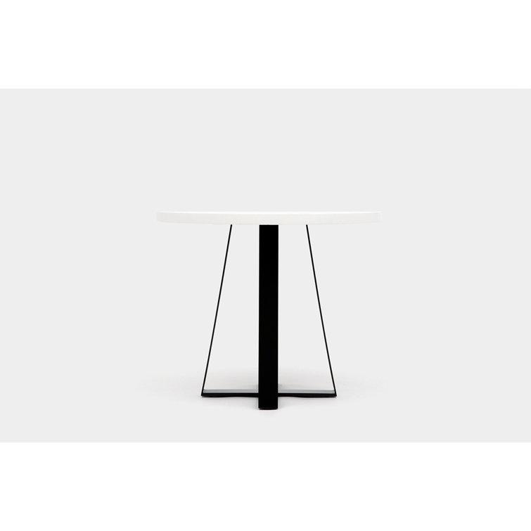 Misterio White Stone Round Pedestal Dining Table