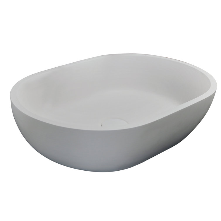 Matte White Resin Oval Above-Counter Vessel Sink