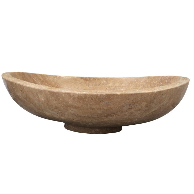 Barclay 7-714TRBE Barclay Loomis 13'' Beige Travertine Stone Oval Bathroom Sink