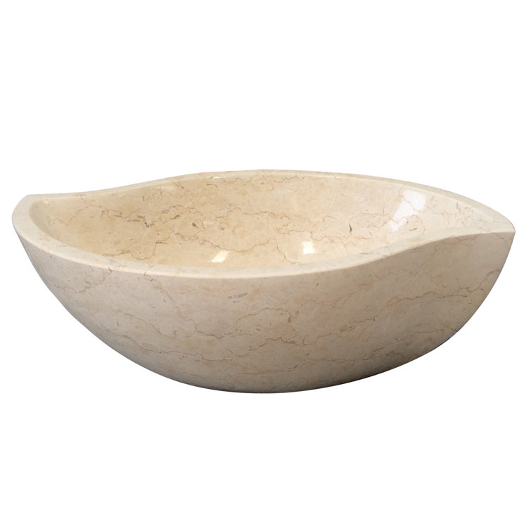 Polished Egyptian Cream Marble Vessel Sink, 16-inch
