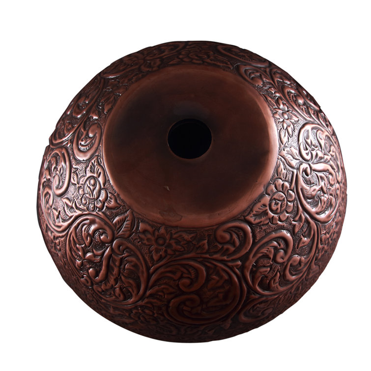 Akola 16'' Embossed Copper Round Vessel Sink
