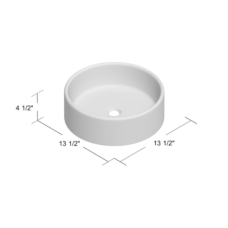 Modern 13.63'' White Ceramic Round Vessel Bathroom Sink