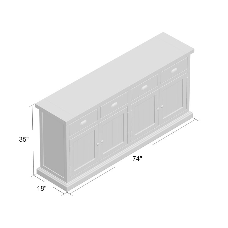 Quincy Reclaimed Pine 4-Drawer 4-Door Desert Grey Sideboard