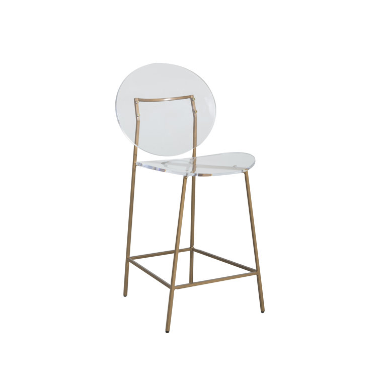 Elegant Gold and Clear Acrylic Full Back Counter Stool, 25'' Seat Height