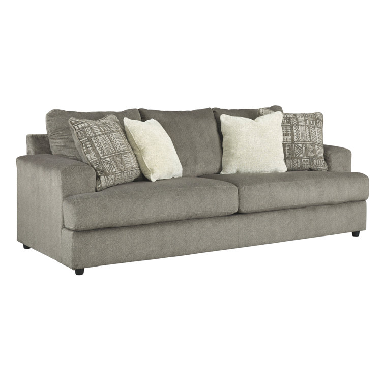 Soletren Ash Gray Microfiber Stationary Sofa with Accent Pillows