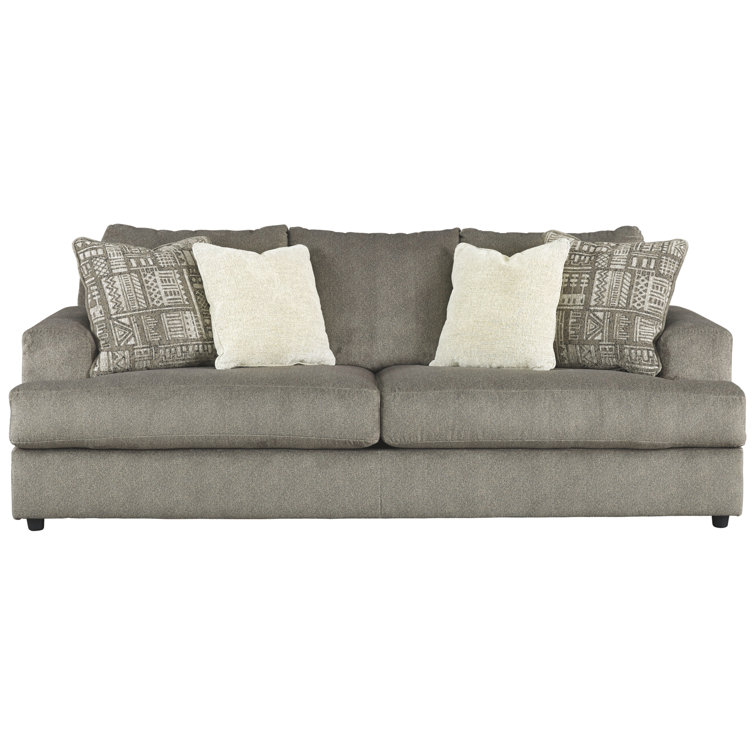 Soletren Ash Gray Microfiber Stationary Sofa with Accent Pillows