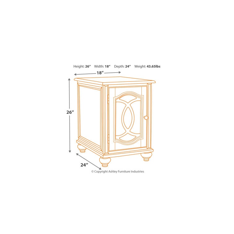 Antiqued Two-Tone Mirrored Cottage End Table with Storage