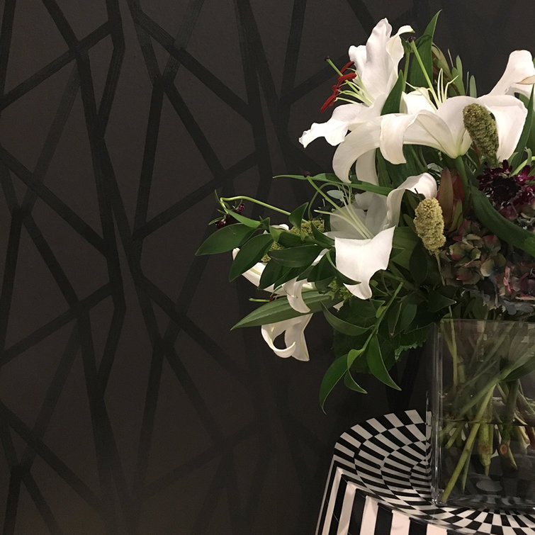 Black Metallic Geometric Self-Adhesive Vinyl Wallpaper