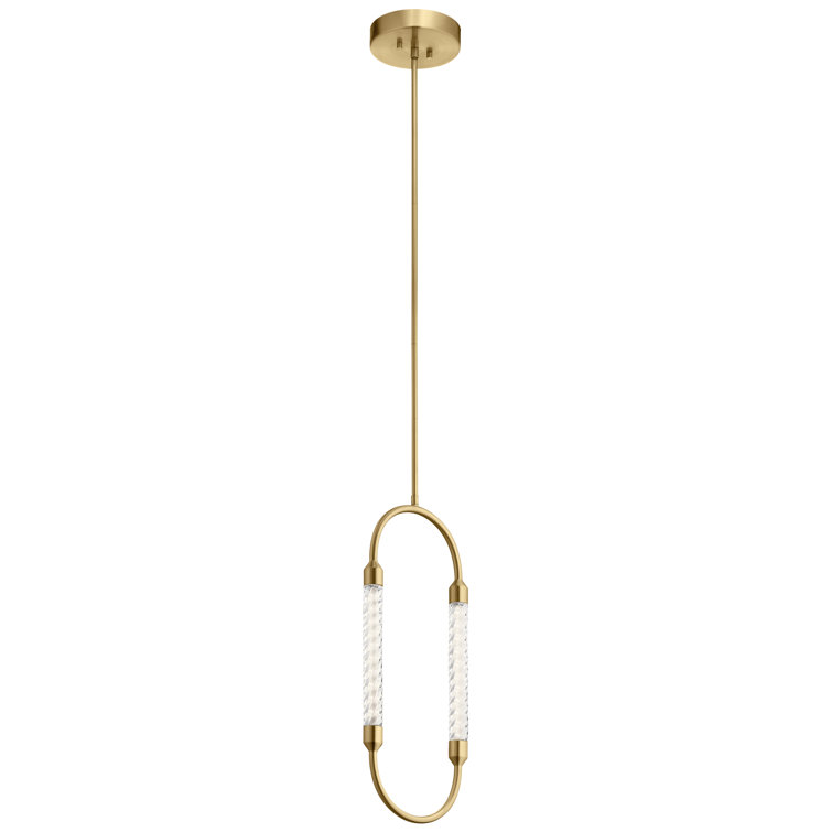 Elegant Champagne Gold LED Mini Pendant with Clear Twisted Glass