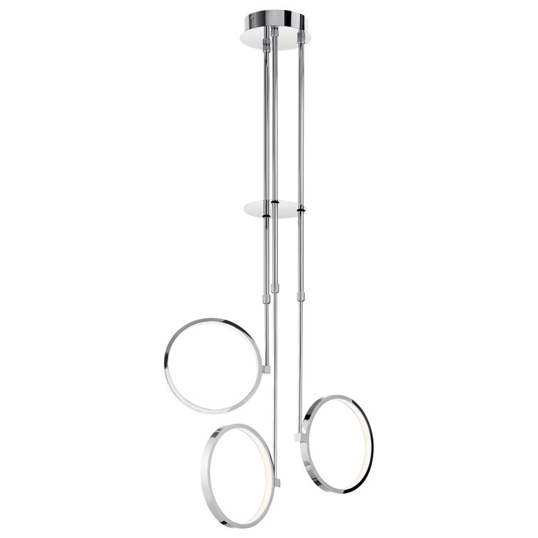 Elanah Chrome 3-Light LED Acrylic Shade Pendant