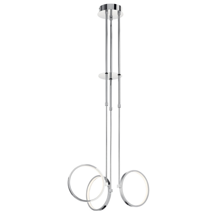 Elanah Chrome 3-Light LED Acrylic Shade Pendant