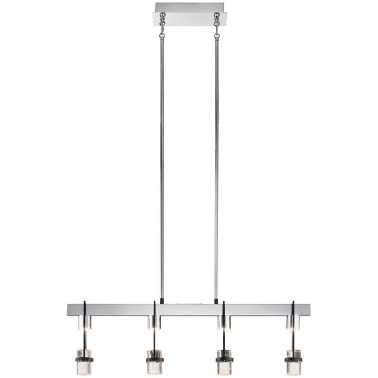 Matte Black Crystal LED Island Pendant with Bubble Crystal Shade