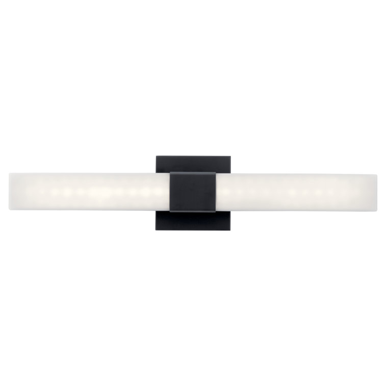 Neltev Matte Black 24" LED Bath Vanity Light with White Shade