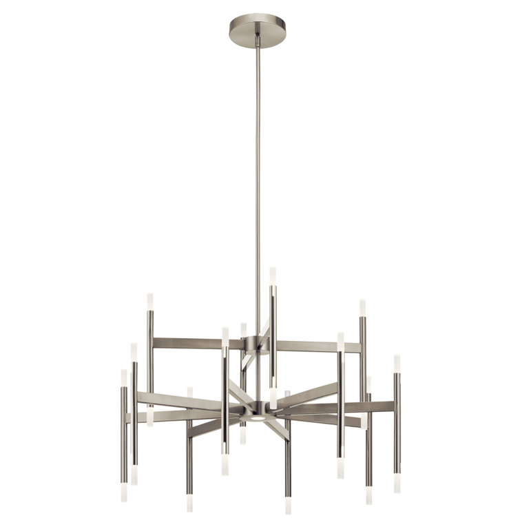 Elegant Kizette 24-Light LED Chandelier in Brushed Nickel