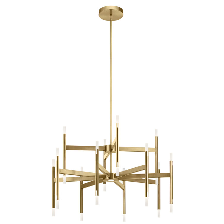 Elegant Sputnik Champagne Gold 24-Light LED Chandelier with Etched Acrylic Shades
