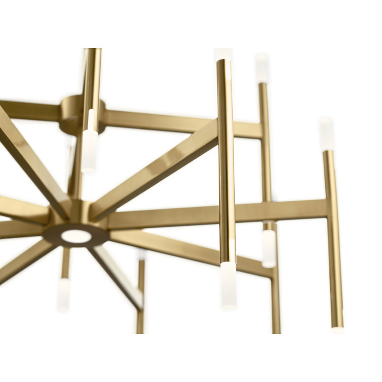 Elegant Sputnik Champagne Gold 24-Light LED Chandelier with Etched Acrylic Shades