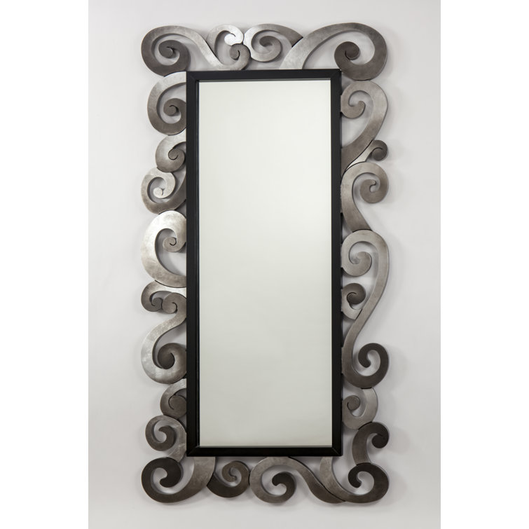 Hand Painted Silver and Black Full Length Engineered Wood Mirror