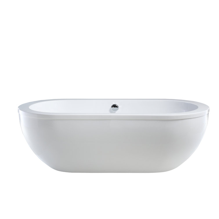 71" White Acrylic Freestanding Soaking Bathtub