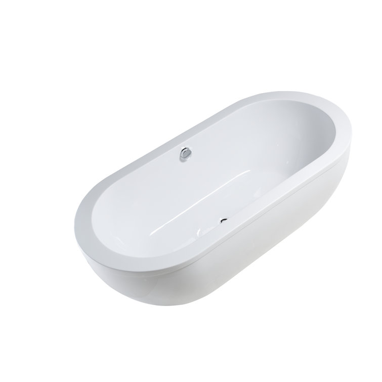 71" White Acrylic Freestanding Soaking Bathtub