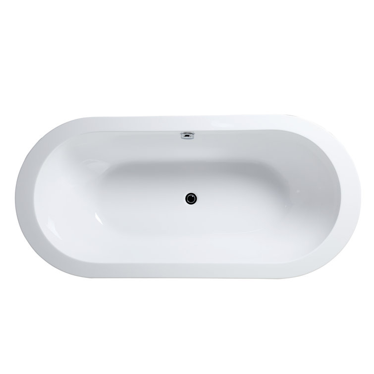 71" White Acrylic Freestanding Soaking Bathtub