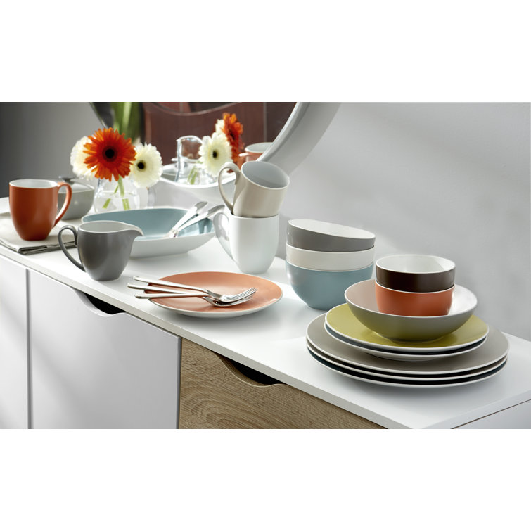 Vibrant Multicolor Porcelain Salad and Dessert Plates Set