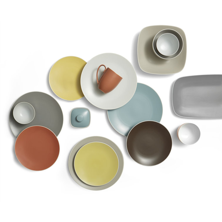 Vibrant Multicolor Porcelain Salad and Dessert Plates Set