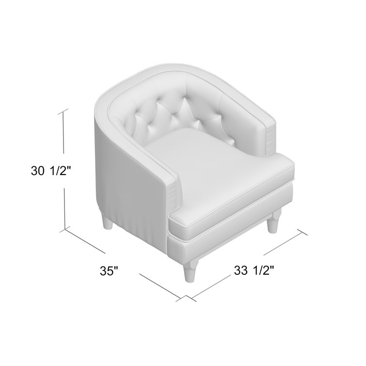 Beige Barrel Polyester Armchair with Walnut Legs