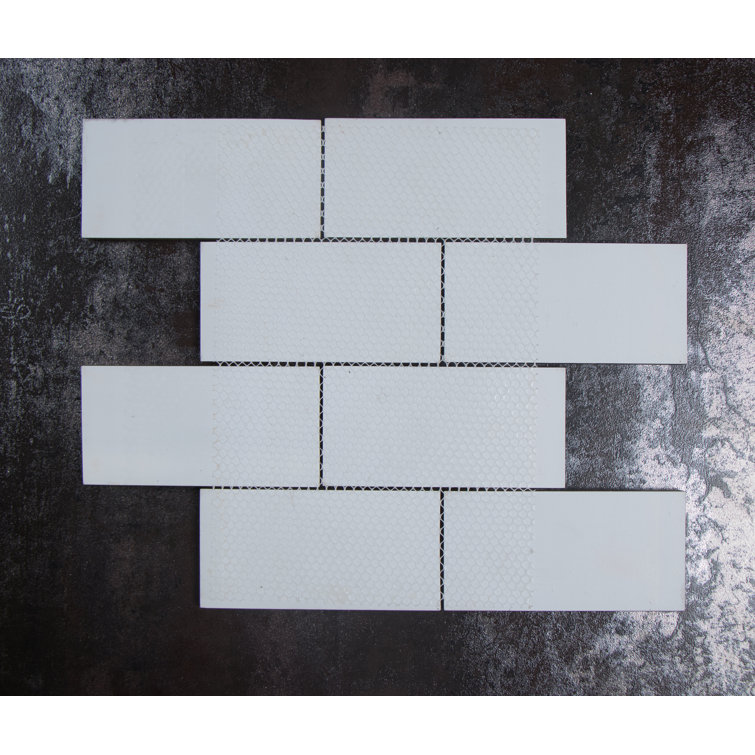 Super White Hand Painted Glass Subway Wall Tile