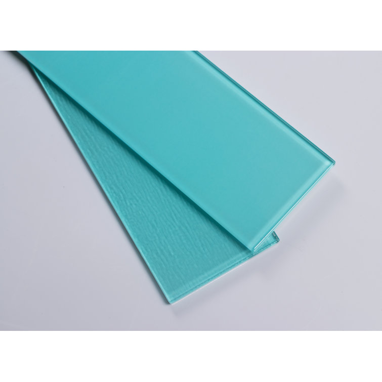 Aqua Blue 4" x 12" Polished Glass Subway Tile
