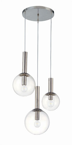 Polished Nickel 22" Glass Globe Pendant Light