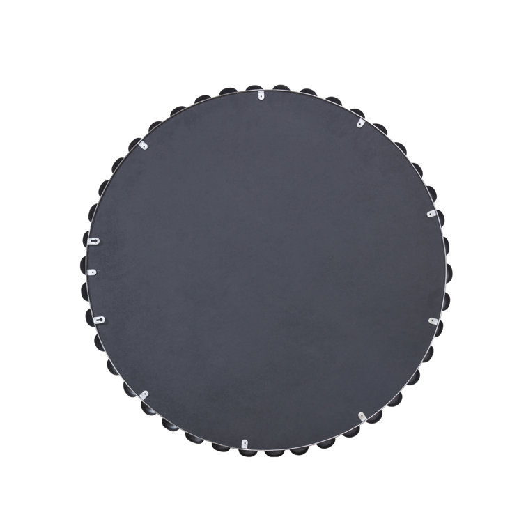 Marlowe Beaded 36" Silver Metallic Round Wall Mirror