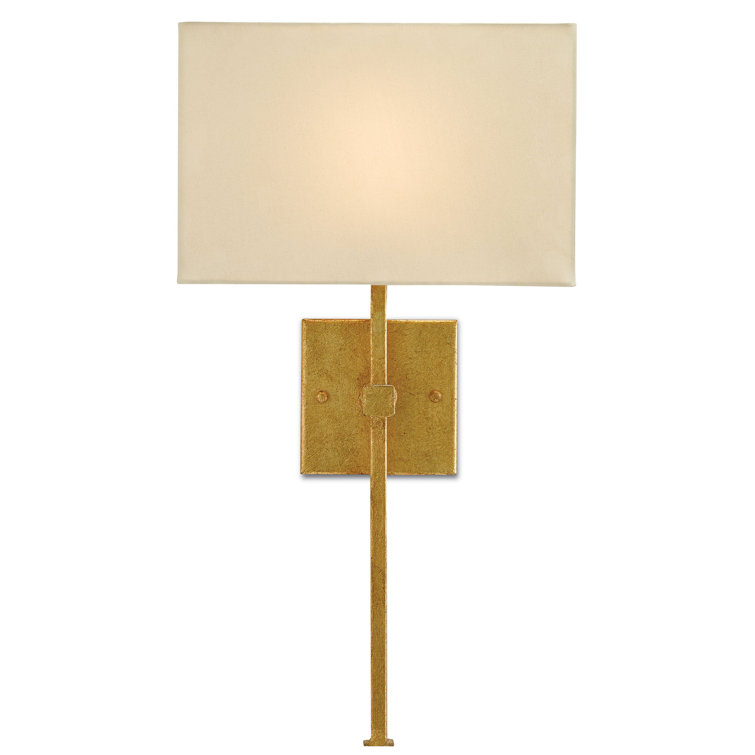 Antique Gold Leaf Wall Sconce with Champagne Silk Shade