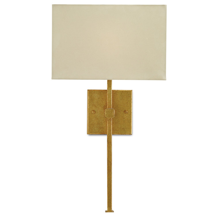 Antique Gold Leaf Wall Sconce with Champagne Silk Shade