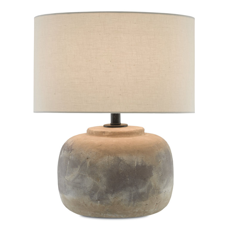 Antique Earth Concrete Table Lamp with Light Beige Linen Shade